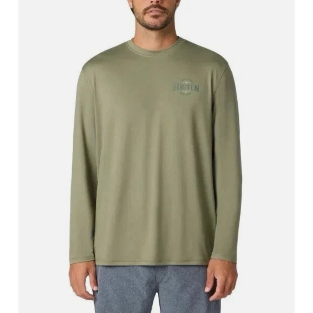 Hang Ten Men's Long Sleeve Sun Tee, Green, Size: XL, New